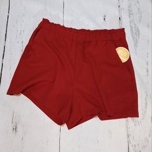 H&M DIVIDED High Waist Red Textured Shorts